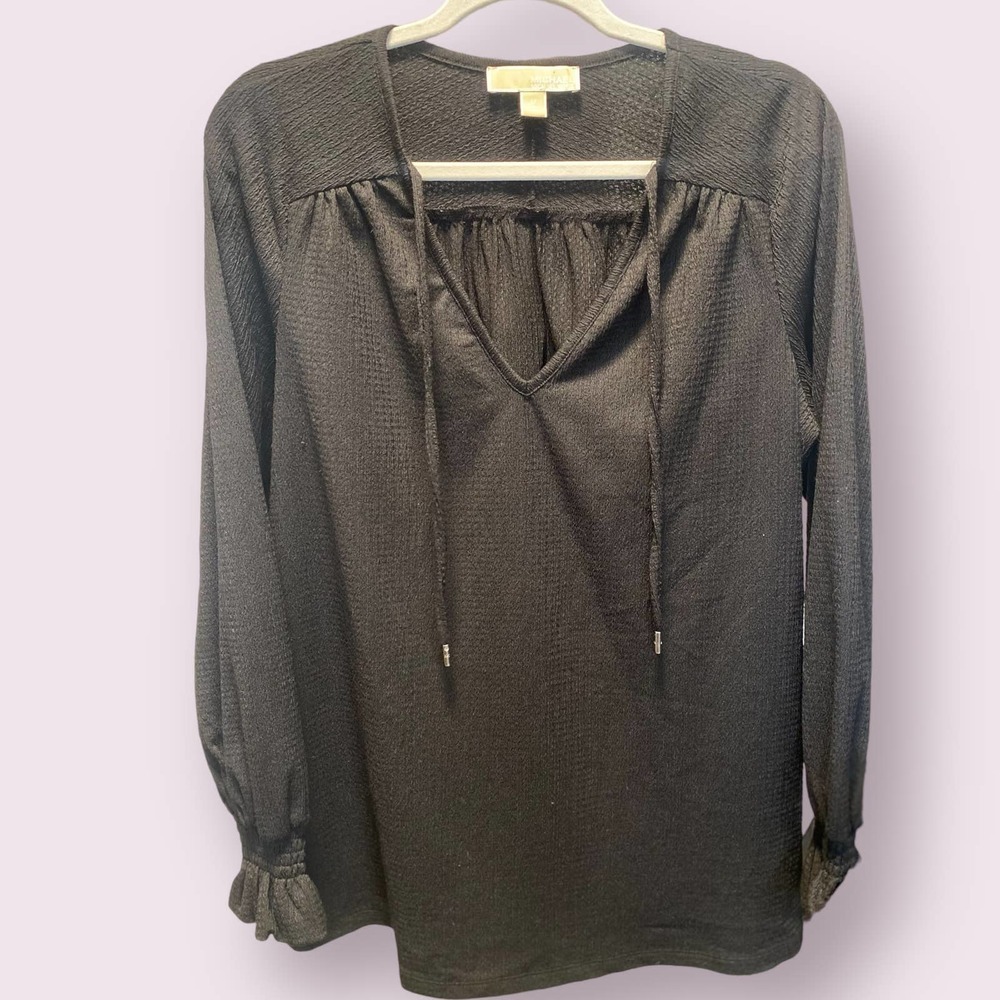 Michael Kors Long Sleeve Gauzy Peasant‎ Blouse